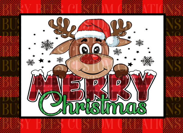 Merry Christmas Reindeer Aluminum Wreath Sign