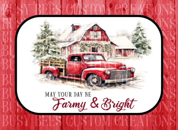 Farmy & Bright Christmas Aluminum Wreath Sign
