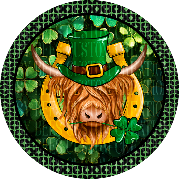 Highland Cow St. Patrick's Day Sign