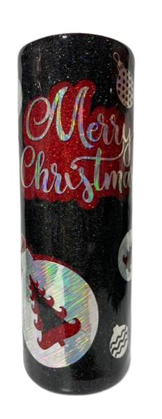 Black and Red Merry Christmas Ornaments Tumbler TB-23-040
