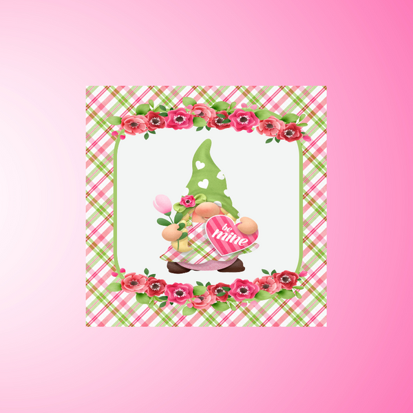 Be Mine Pink Green Gnome Valetines Day Wreath Sign