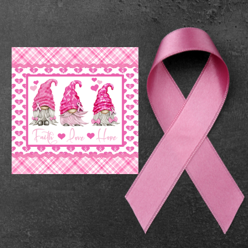 Faith Love Hope   Gnome Breast Cancer Wreath Sign