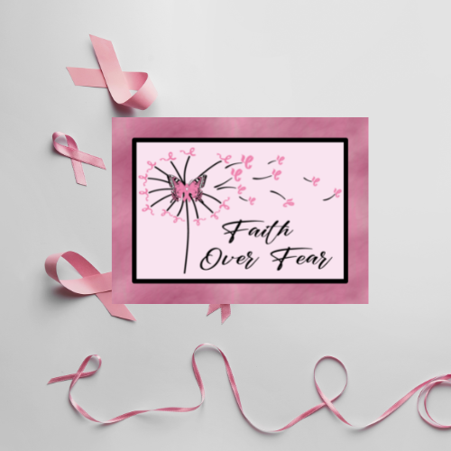 Faith Over Fear Breast Cancer Wreath Sign