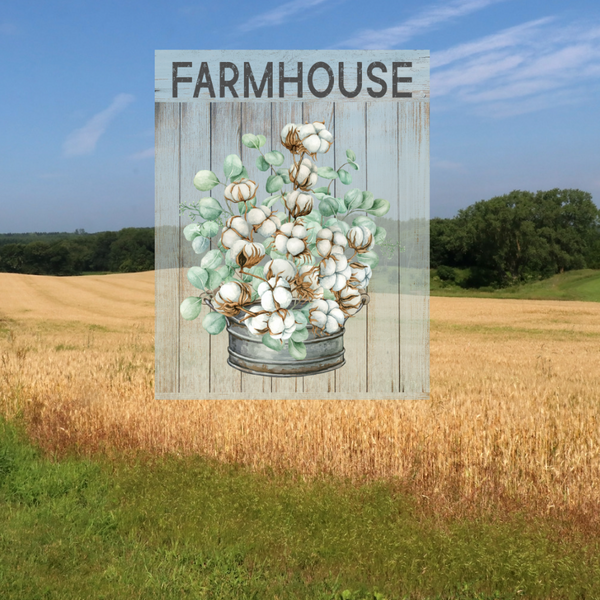 Farmhouse Cotton In Tim Aluminum Sign