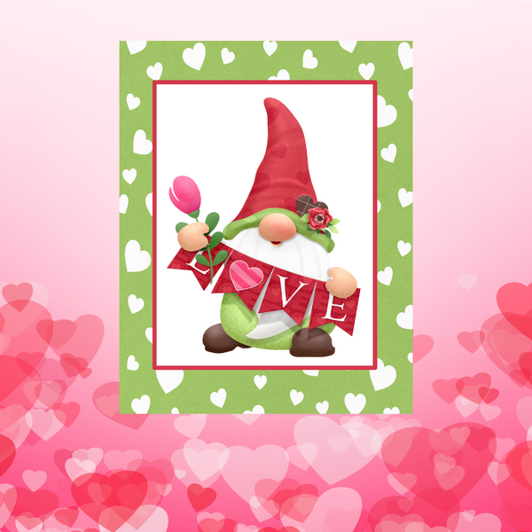 Green Red Love Gnome Valetines Day Wreath Sign
