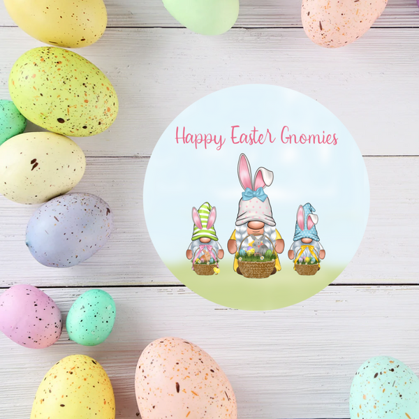 Happy Easter Gnomies Aluminum Wreath Sign For Easter