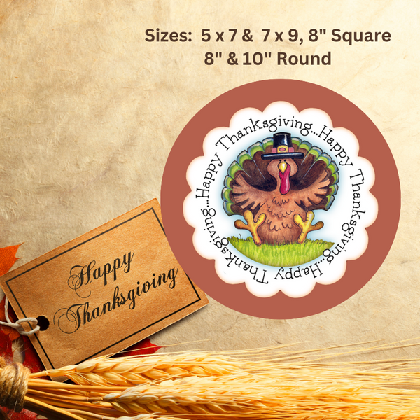 Happy  Thanksgiving Turkey Circle Wreath Sign