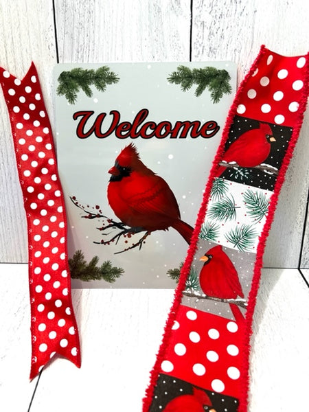 Welcome Cardinal Sign and Ribbon Combo