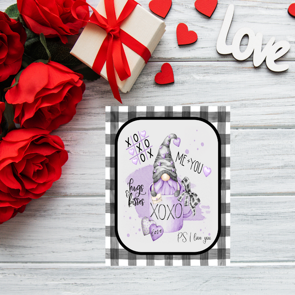 Purple Hugs & Kisses Gnome Valetines Day Wreath Sign