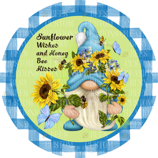 Sunflower Wishes and Honey Bee Kisses Wreath  Sign