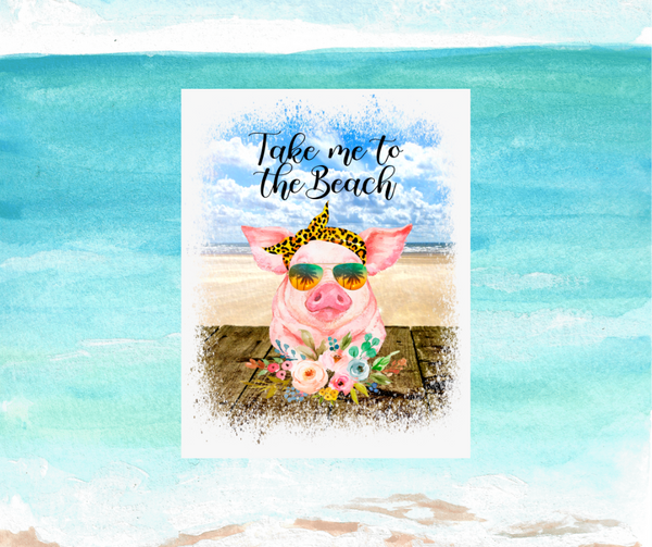 Take me to the Beach Pig Summer Wreath Sign