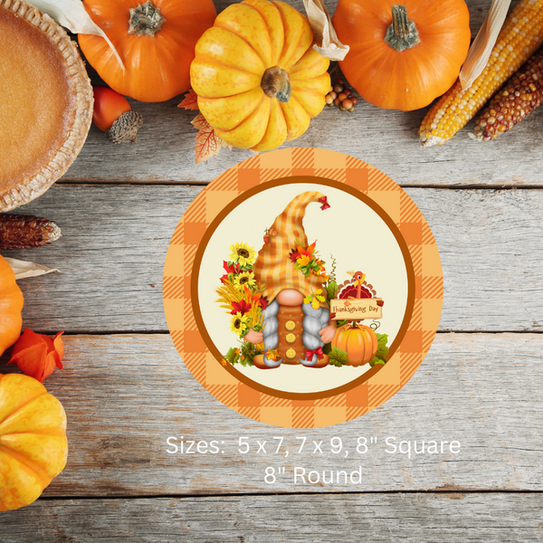 Happy Thanksgiving Gnome Wreath Sign