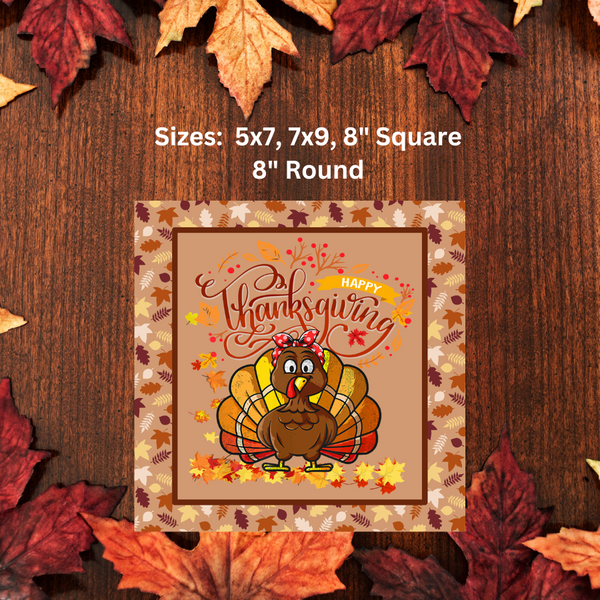 Thanksgiving Turkey with Leaves Aluminum Wreath Sign