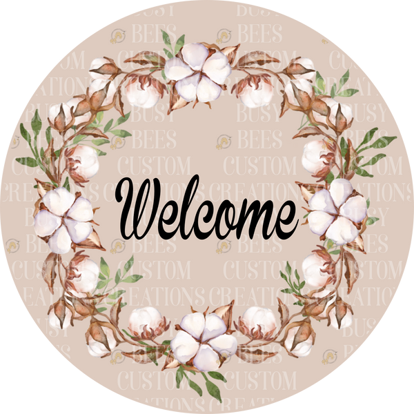 Welcome Cotton Sign - Tan Background