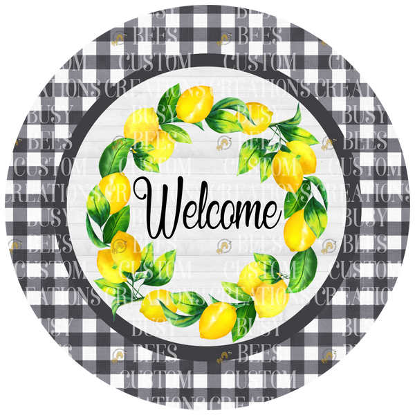 Welcome Lemon Wreath Wreath  Sign