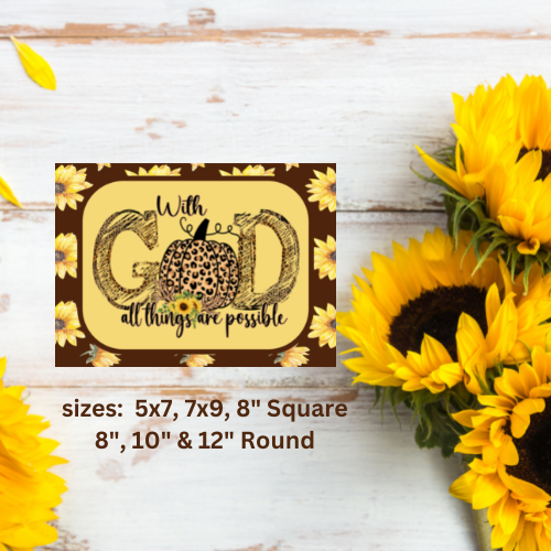 With  God All thing are Possible Sunflower Alumium Wreath Sign