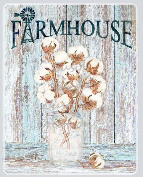 Farmhouse Cotton Wreath Sign