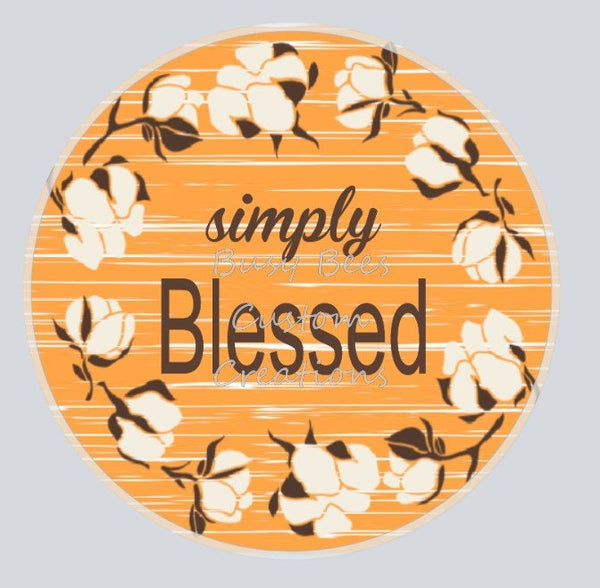 Simply Blessed Orange Cotton  Wreath Sign